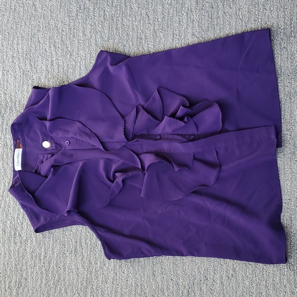 Calvin Klein Purple Sleeveless Blouse - Picture 1 of 3